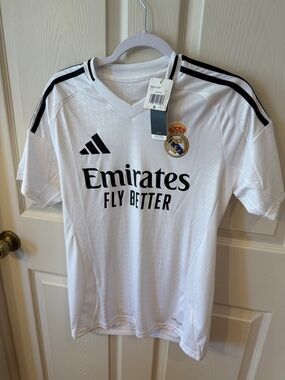 Adidas Real Madrid White and Black Home Jersey Sz S.  NWT. Box12